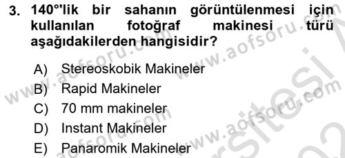 Temel Fotoğrafçılık Dersi Ara Sınavı Deneme Sınav Soruları 3. Soru