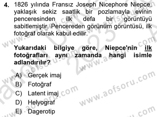 Temel Fotoğrafçılık Dersi Ara Sınavı Deneme Sınav Soruları 4. Soru