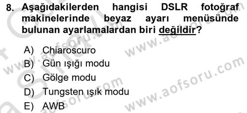 Temel Fotoğrafçılık Dersi Ara Sınavı Deneme Sınav Soruları 8. Soru