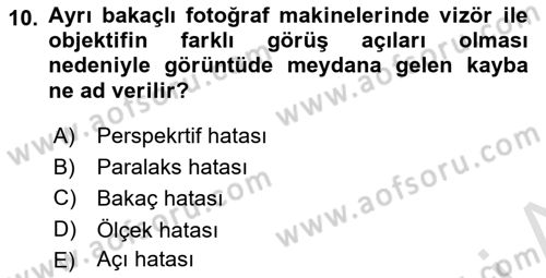 Temel Fotoğrafçılık Dersi 2023 - 2024 Yılı Yaz Okulu Sınav Soruları 10. Soru
