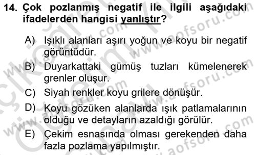 Temel Fotoğrafçılık Dersi 2023 - 2024 Yılı Yaz Okulu Sınav Soruları 14. Soru