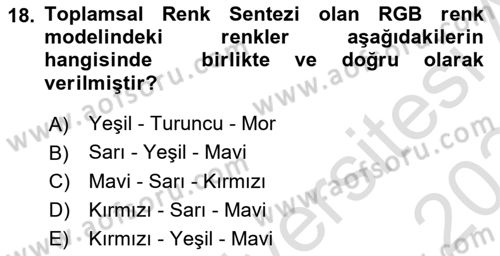 Temel Fotoğrafçılık Dersi 2023 - 2024 Yılı Yaz Okulu Sınav Soruları 18. Soru