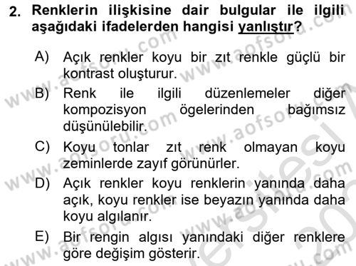 Temel Fotoğrafçılık Dersi 2023 - 2024 Yılı Yaz Okulu Sınav Soruları 2. Soru