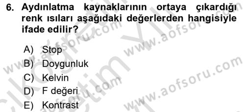 Temel Fotoğrafçılık Dersi 2023 - 2024 Yılı Yaz Okulu Sınav Soruları 6. Soru