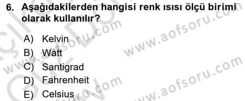 Temel Fotoğrafçılık Dersi Ara Sınavı Deneme Sınav Soruları 6. Soru