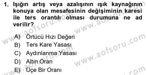 Temel Fotoğrafçılık Dersi 2024 - 2025 Yılı (Final) Dönem Sonu Sınav Soruları 1. Soru