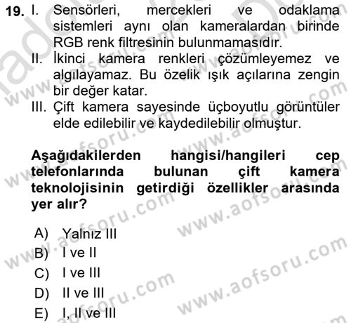 Temel Fotoğrafçılık Dersi 2024 - 2025 Yılı (Final) Dönem Sonu Sınav Soruları 19. Soru