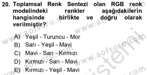 Temel Fotoğrafçılık Dersi 2024 - 2025 Yılı (Final) Dönem Sonu Sınav Soruları 20. Soru