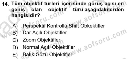 Temel Fotoğrafçılık Dersi 2024 - 2025 Yılı Yaz Okulu Sınav Soruları 14. Soru