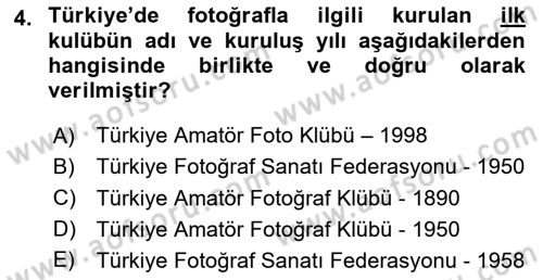 Temel Fotoğrafçılık Dersi 2025 - 2026 Yılı (Vize) Ara Sınav Soruları 4. Soru