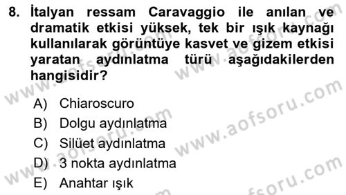 Temel Fotoğrafçılık Dersi 2025 - 2026 Yılı (Vize) Ara Sınav Soruları 8. Soru
