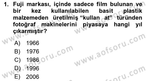 Temel Fotoğrafçılık Dersi 2025 - 2026 Yılı (Final) Dönem Sonu Sınav Soruları 1. Soru