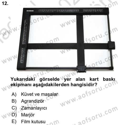 Temel Fotoğrafçılık Dersi 2025 - 2026 Yılı (Final) Dönem Sonu Sınav Soruları 12. Soru