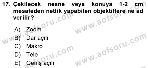 Temel Fotoğrafçılık Dersi 2025 - 2026 Yılı (Final) Dönem Sonu Sınav Soruları 17. Soru