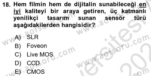 Temel Fotoğrafçılık Dersi 2025 - 2026 Yılı (Final) Dönem Sonu Sınav Soruları 18. Soru