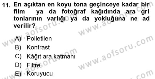 Temel Fotoğrafçılık Dersi 2025 - 2026 Yılı Yaz Okulu Sınav Soruları 11. Soru