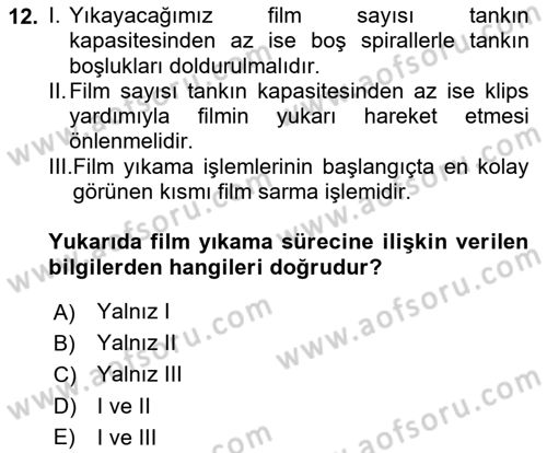Temel Fotoğrafçılık Dersi 2025 - 2026 Yılı Yaz Okulu Sınav Soruları 12. Soru