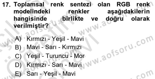 Temel Fotoğrafçılık Dersi 2025 - 2026 Yılı Yaz Okulu Sınav Soruları 17. Soru