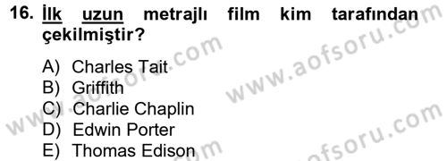 Hareketli Görüntünün Tarihi Dersi 2012 - 2013 Yılı (Vize) Ara Sınav Soruları 16. Soru