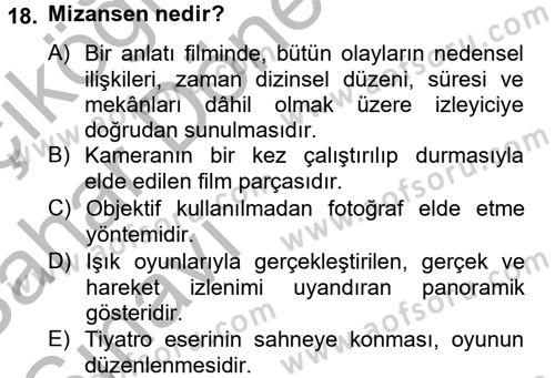 Hareketli Görüntünün Tarihi Dersi 2012 - 2013 Yılı (Vize) Ara Sınav Soruları 18. Soru