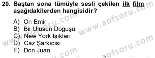 Hareketli Görüntünün Tarihi Dersi 2012 - 2013 Yılı (Vize) Ara Sınav Soruları 20. Soru