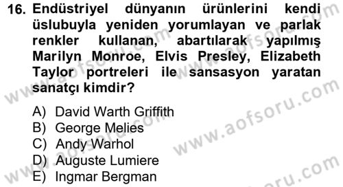 Hareketli Görüntünün Tarihi Dersi 2012 - 2013 Yılı (Final) Dönem Sonu Sınav Soruları 16. Soru