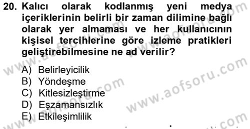 Hareketli Görüntünün Tarihi Dersi 2012 - 2013 Yılı (Final) Dönem Sonu Sınav Soruları 20. Soru