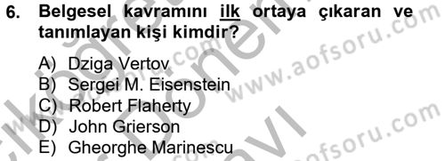 Hareketli Görüntünün Tarihi Dersi 2012 - 2013 Yılı (Final) Dönem Sonu Sınav Soruları 6. Soru