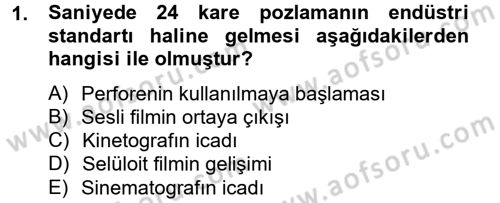 Hareketli Görüntünün Tarihi Dersi 2013 - 2014 Yılı (Vize) Ara Sınav Soruları 1. Soru