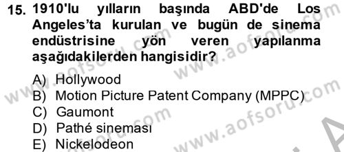 Hareketli Görüntünün Tarihi Dersi 2013 - 2014 Yılı (Vize) Ara Sınav Soruları 15. Soru