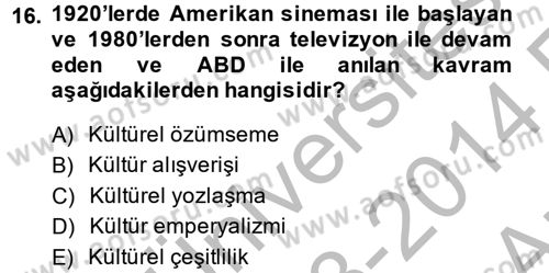 Hareketli Görüntünün Tarihi Dersi 2013 - 2014 Yılı (Vize) Ara Sınav Soruları 16. Soru
