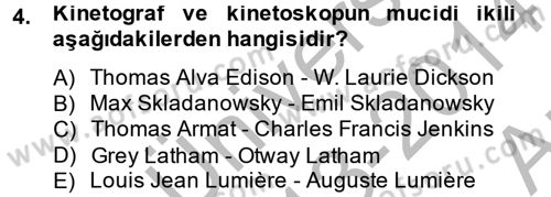 Hareketli Görüntünün Tarihi Dersi 2013 - 2014 Yılı (Vize) Ara Sınav Soruları 4. Soru