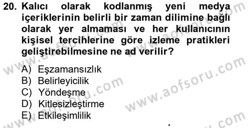 Hareketli Görüntünün Tarihi Dersi 2013 - 2014 Yılı Tek Ders Sınav Soruları 20. Soru