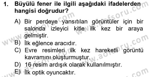 Hareketli Görüntünün Tarihi Dersi 2014 - 2015 Yılı (Vize) Ara Sınav Soruları 1. Soru