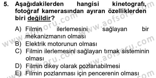 Hareketli Görüntünün Tarihi Dersi 2014 - 2015 Yılı (Vize) Ara Sınavı 5. Soru