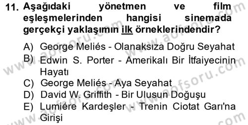 Hareketli Görüntünün Tarihi Dersi 2014 - 2015 Yılı (Final) Dönem Sonu Sınav Soruları 11. Soru