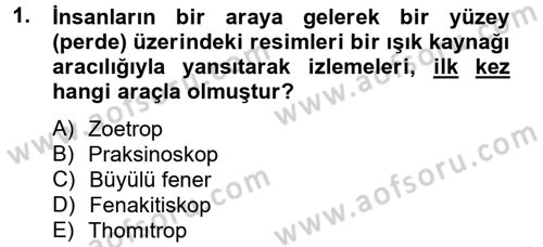 Hareketli Görüntünün Tarihi Dersi 2014 - 2015 Yılı Tek Ders Sınav Soruları 1. Soru