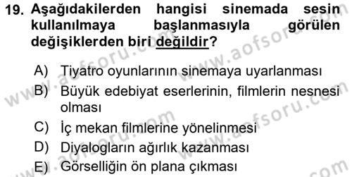 Hareketli Görüntünün Tarihi Dersi 2015 - 2016 Yılı (Vize) Ara Sınav Soruları 19. Soru