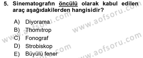 Hareketli Görüntünün Tarihi Dersi 2015 - 2016 Yılı (Vize) Ara Sınav Soruları 5. Soru