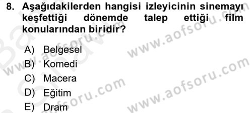 Hareketli Görüntünün Tarihi Dersi 2015 - 2016 Yılı (Vize) Ara Sınav Soruları 8. Soru
