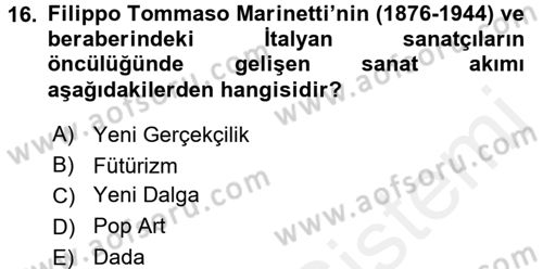 Hareketli Görüntünün Tarihi Dersi 2015 - 2016 Yılı Tek Ders Sınav Soruları 16. Soru
