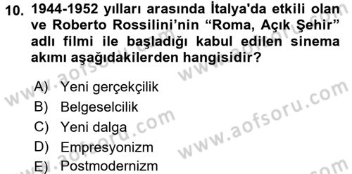 Hareketli Görüntünün Tarihi Dersi 2016 - 2017 Yılı 3 Ders Sınav Soruları 10. Soru