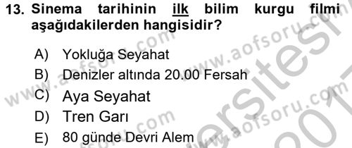 Hareketli Görüntünün Tarihi Dersi 2016 - 2017 Yılı 3 Ders Sınav Soruları 13. Soru