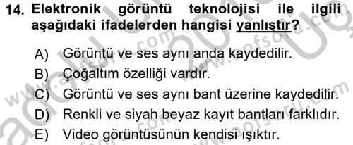 Hareketli Görüntünün Tarihi Dersi 2016 - 2017 Yılı 3 Ders Sınav Soruları 14. Soru