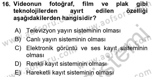 Hareketli Görüntünün Tarihi Dersi 2016 - 2017 Yılı 3 Ders Sınav Soruları 16. Soru