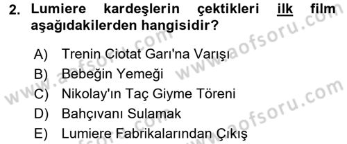 Hareketli Görüntünün Tarihi Dersi 2016 - 2017 Yılı 3 Ders Sınav Soruları 2. Soru