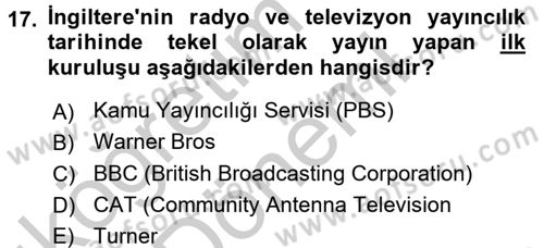 Hareketli Görüntünün Tarihi Dersi 2016 - 2017 Yılı (Vize) Ara Sınav Soruları 17. Soru