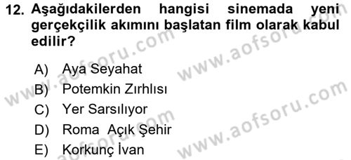 Hareketli Görüntünün Tarihi Dersi 2016 - 2017 Yılı (Final) Dönem Sonu Sınav Soruları 12. Soru