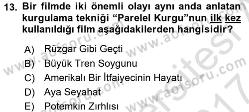 Hareketli Görüntünün Tarihi Dersi 2016 - 2017 Yılı (Final) Dönem Sonu Sınav Soruları 13. Soru