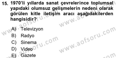 Hareketli Görüntünün Tarihi Dersi 2016 - 2017 Yılı (Final) Dönem Sonu Sınav Soruları 15. Soru